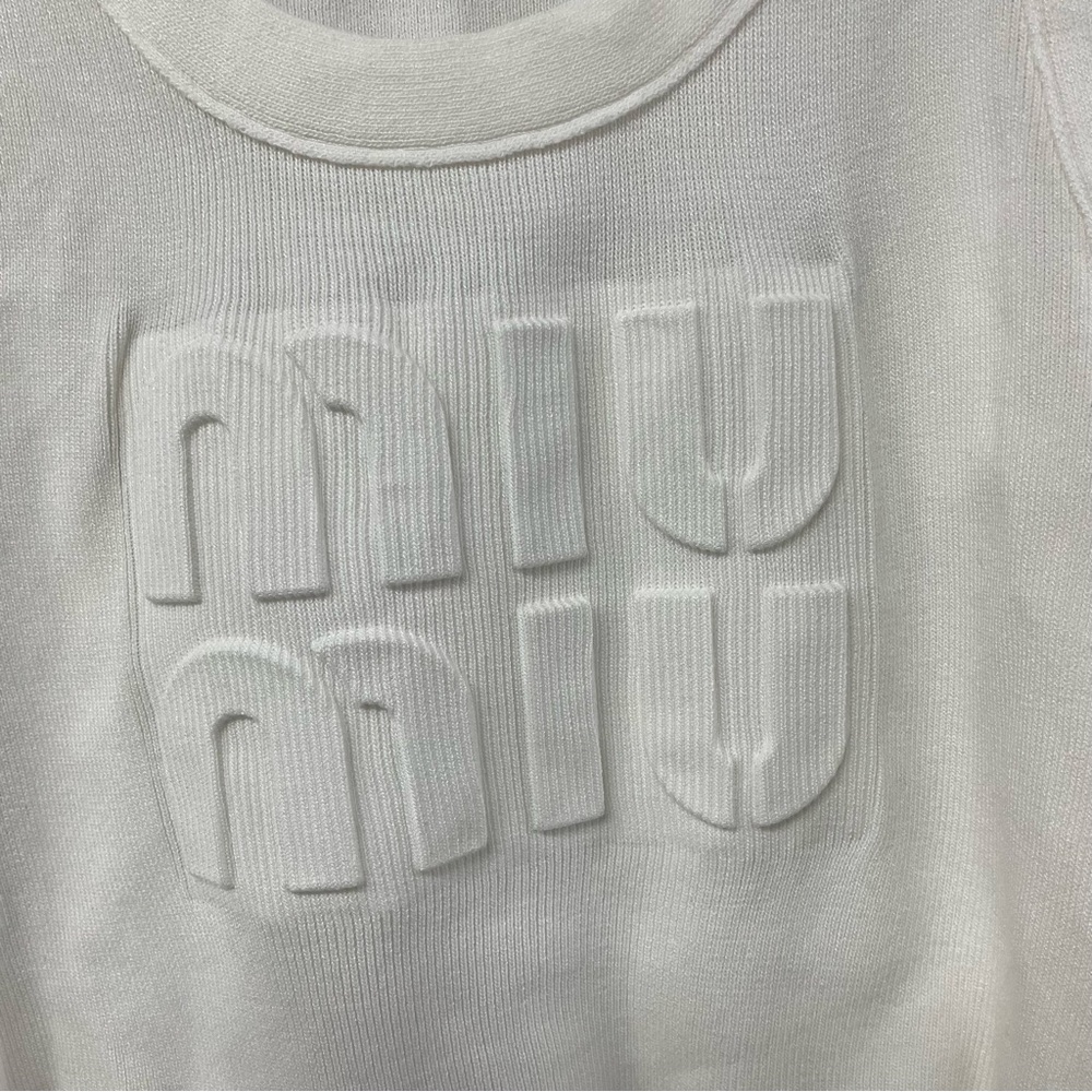 Miu Miu White Embossed Logo Tank Top - Picture 3 of 6